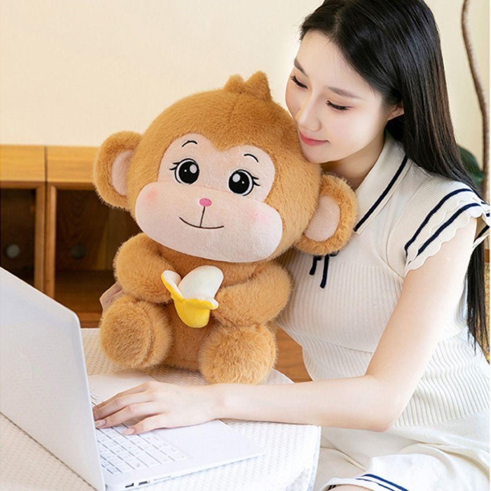 Fluffy Monkey Stuffed Doll PP Cotton Banana Monkey Doll Banana Monkey Plush Toy  Easter Gifts