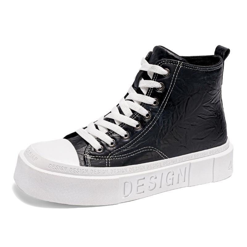 

Men s shoes high-top shoes new autumn and winter platform heightening trend leather casual shoes men s student sports board shoes 39