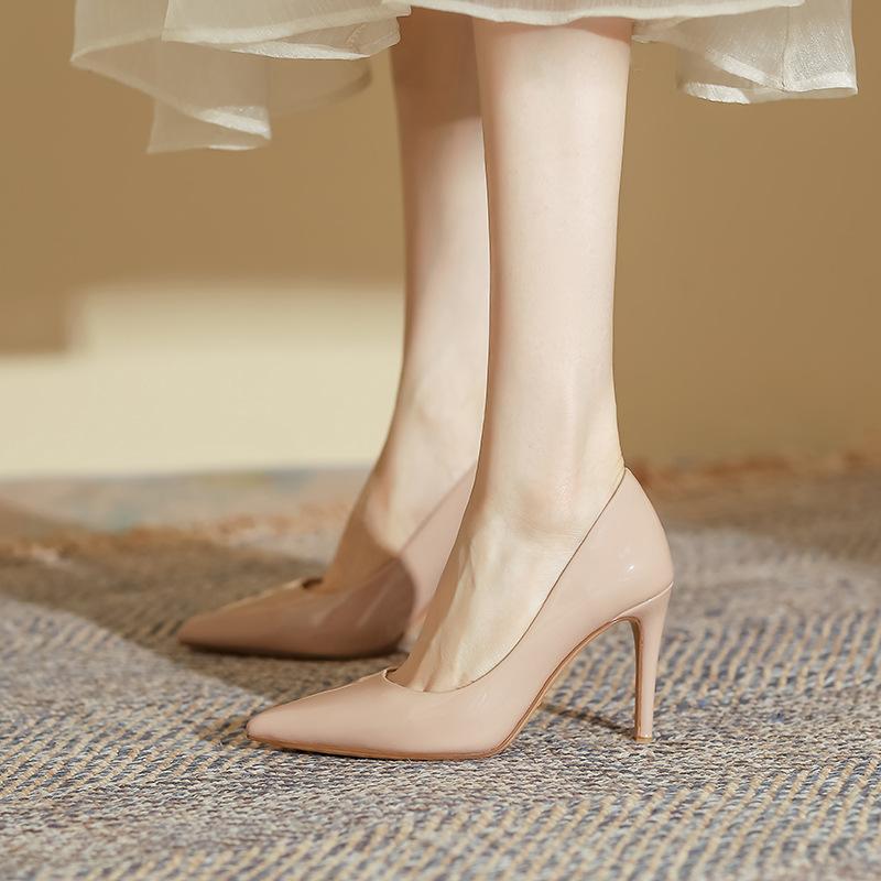Single shoes 2025 spring women's Huizhou women's shoes genuine leather spring women's pointed high heels black women's stiletto fashion shoes