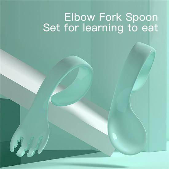 Kids Training Spoon Twisting Spoon Curved Fork And Spoon Set Elbow Spoon Childrens Tableware