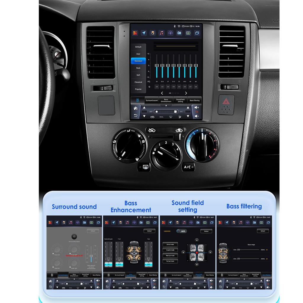 OSSURET Android-Autoradio für Nissan Tiida C11 2004–2013 Multimedia 9,7 Zoll vertikaler Bildschirm Carplay Android Auto Intelligenter Multimedia-Player RDS