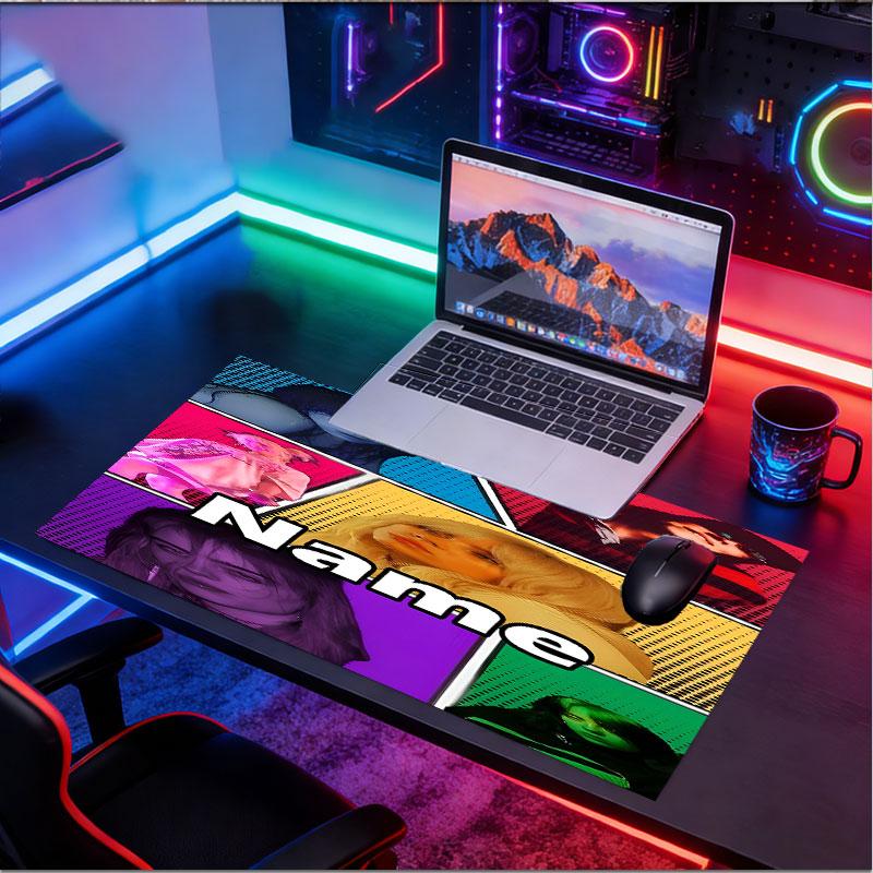 Custom Name Personalized Billie Eilish Pattern Mousepad, Laptop PC Desk Mat, Decorative Desk Mat for Home Keyboard Pad Gift