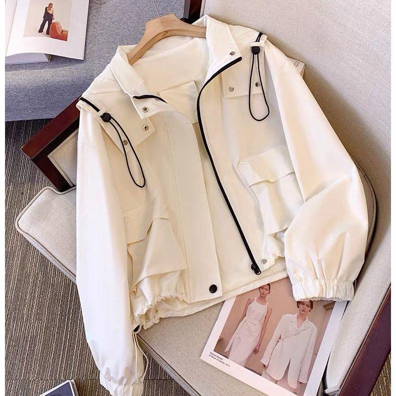 2025 Petite Women's Spring/Autumn Workwear: Thin, Short, Loose Hooded Casual Jacket