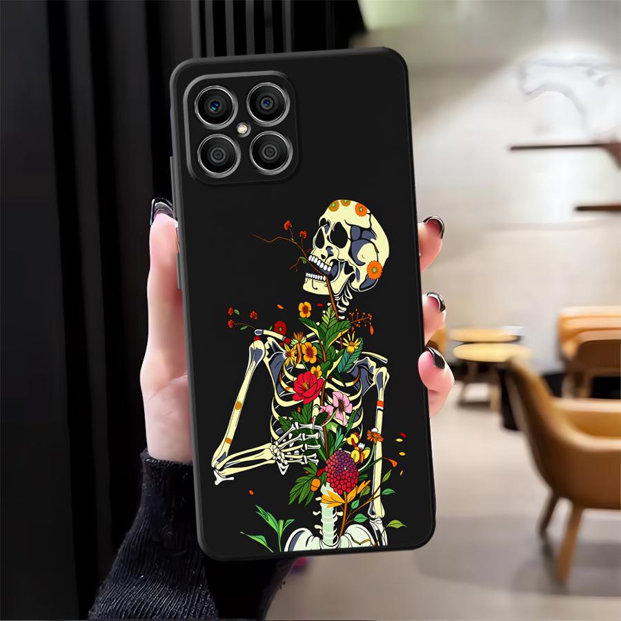 

Case for Honor 8X 90 Magic5Lite 70 X7 X5b 200 400 Lite X9a X8 X6 Funda Phone Cover Rose Skull Honor X9c Smart