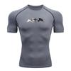 Men's Compression Fitness Sports T-Shirt, Contrast Black Whi