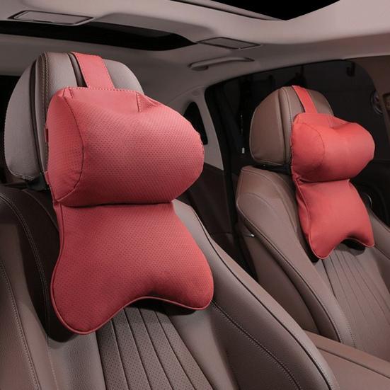 Car Neck Pillow Ergonomic Breathable Car Headrest Neck Cushion with Elastic Strap Adjustable Cervical Support Pillow for Neck Pain Relief