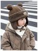 Children's Winter Hat with Fleece Lining, Windproof Corduroy Design, and Lambswool Ear Protection