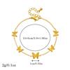 Gold Plated Butterfly Charm Bracelet, Dainty Adjustable Station Chain for Women, Elegant Daily Jewelry