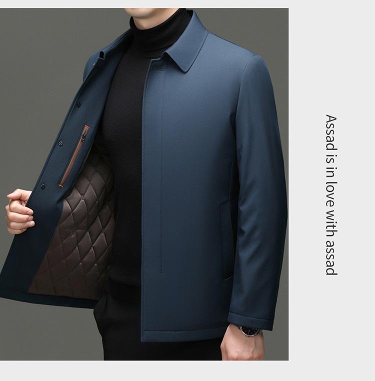 Men's Wool-Lined Cotton Jacket: Winter Business Casual, Thickened Lapel for Middle-Aged Men