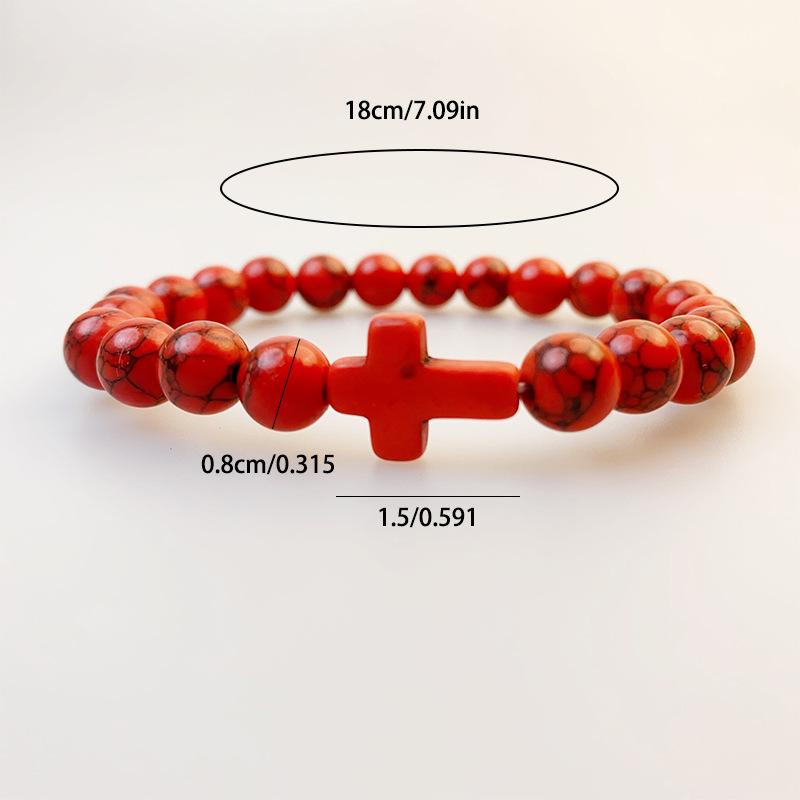 1pz Braccialetto alla Moda Semplice e Versatile con Perline a Croce per Ruota d'Auto, Vetro, Metallo