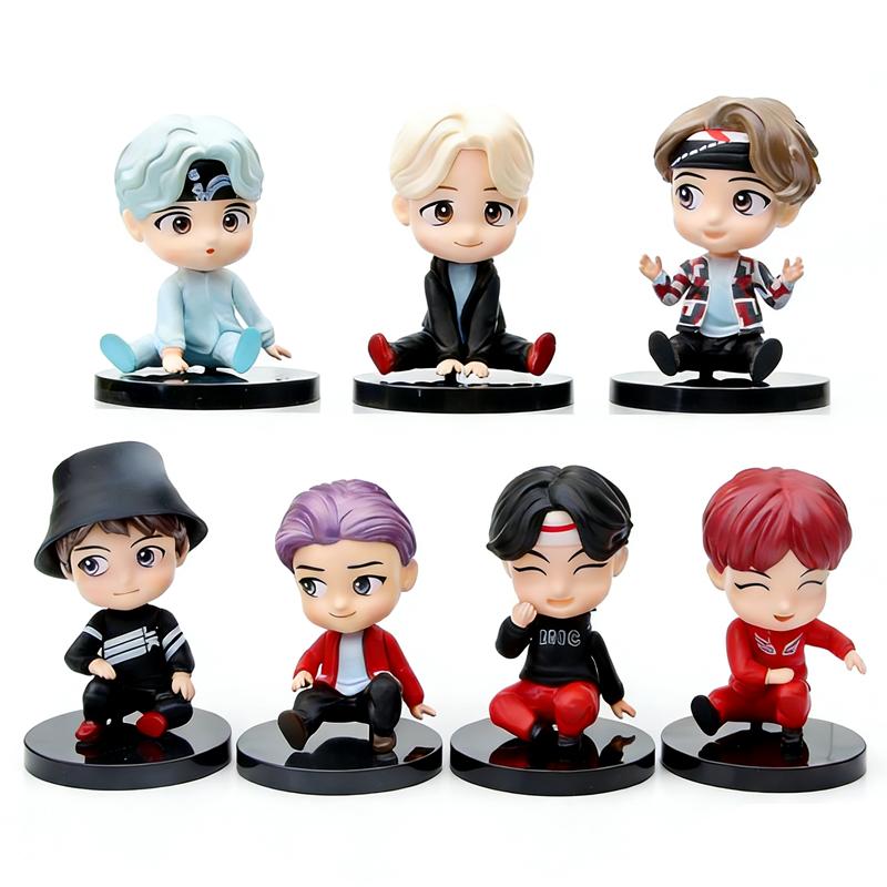 7pcs/Kit Bangtan Boys Groups Rm Jin Suga Jhope Jimin V Jungkook Figure Miniature Plaything Action Figure Star Idol Adorable Army Present Children