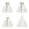 Unisex Oversized Hooded Cotton Puffer Jacket With Embroidered Dog Design Winter Warm Thick Fleece Lined Streetwear Coat