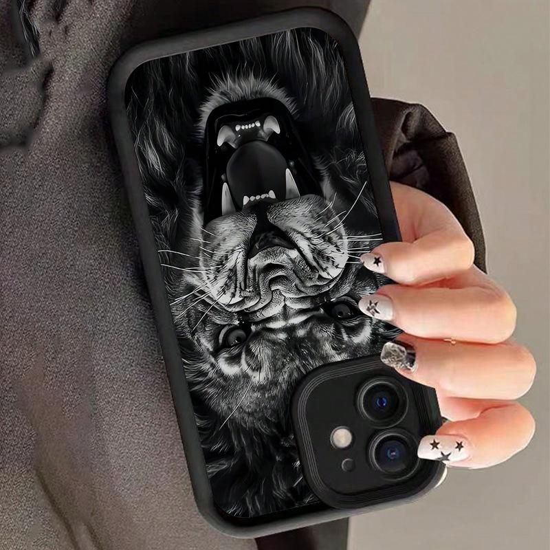 Tiger Pattern Silicone Protective Cover for Apple11iPhone16/15/14All Inclusive13Ladder Phone Case12