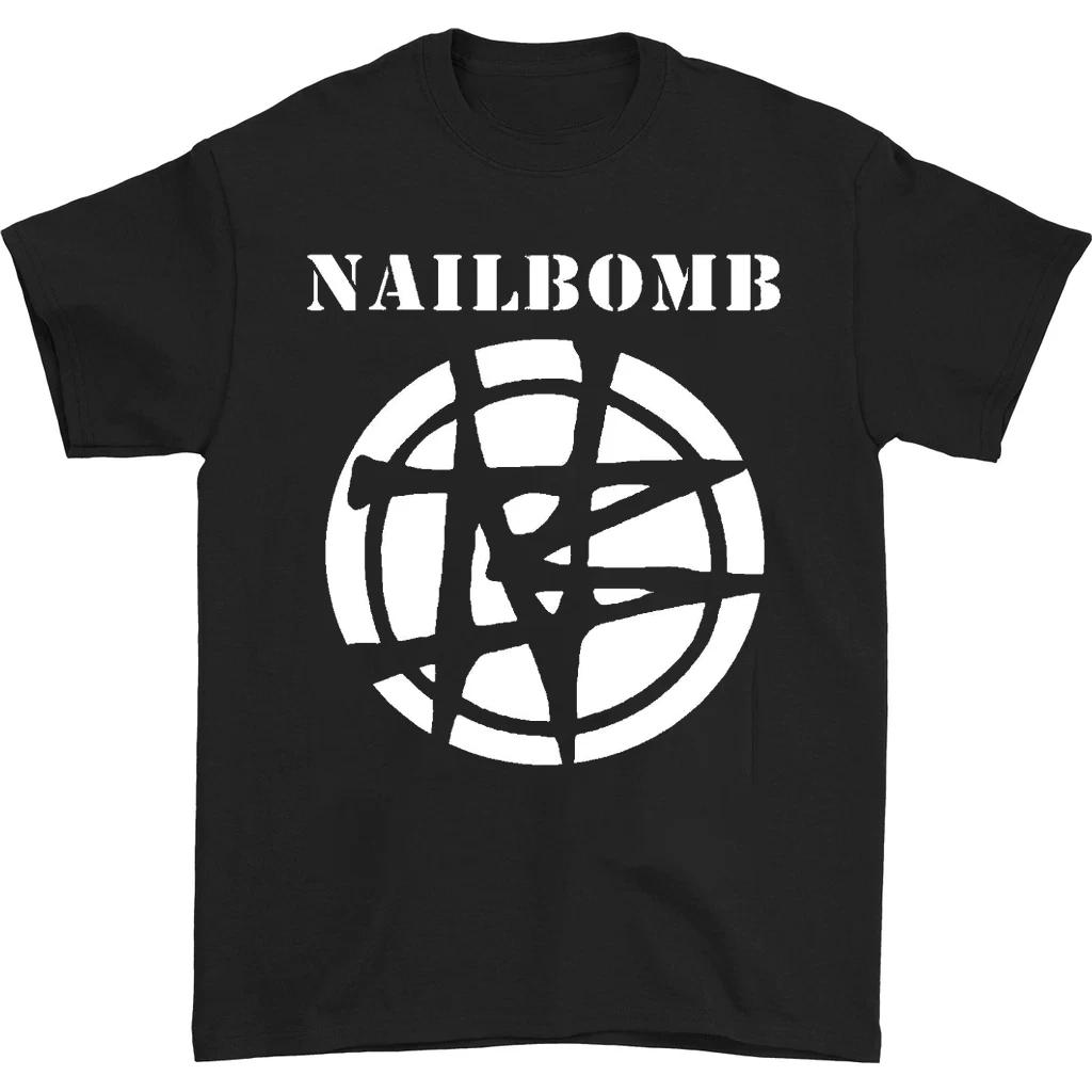 Nailbomb Band Logo Black T-shirt Short Sleeve Print T-shirt Pure Cotton Men s and Women s General Casual Top Women Clothing L