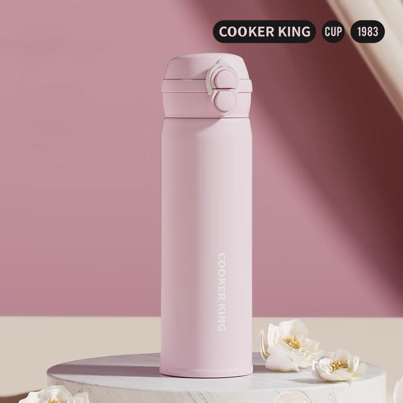 

COOKER KING 480ml Thermal Coffee Mug 316L Stainless Steel Cold-keeping Cup Double Drinking Straw Cups Insulated Cup Water Bottle 480ml рожевий