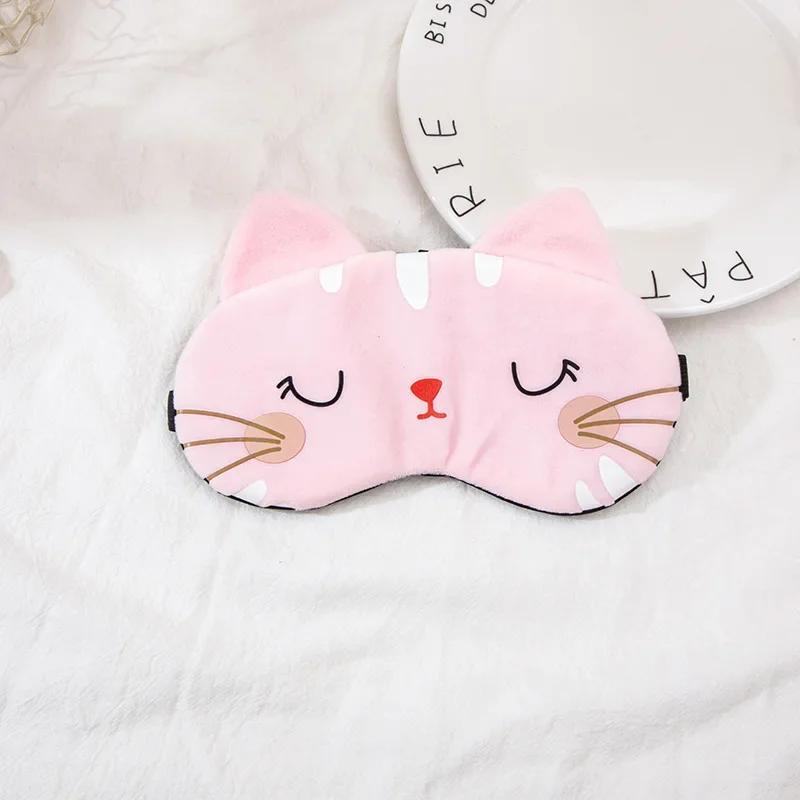Cute Eye Mask Cartoon Cat Face Eye Cover Funny Animal Cat Sleeping Mask Soft Lightweight Night Sleep Blindfolds