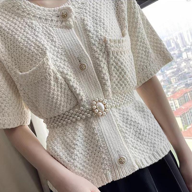 Nytt Perle Dame Stretchbelte Dame Skjørt Kjole Elastisk Innstrammende Slankende Kjede Damestil