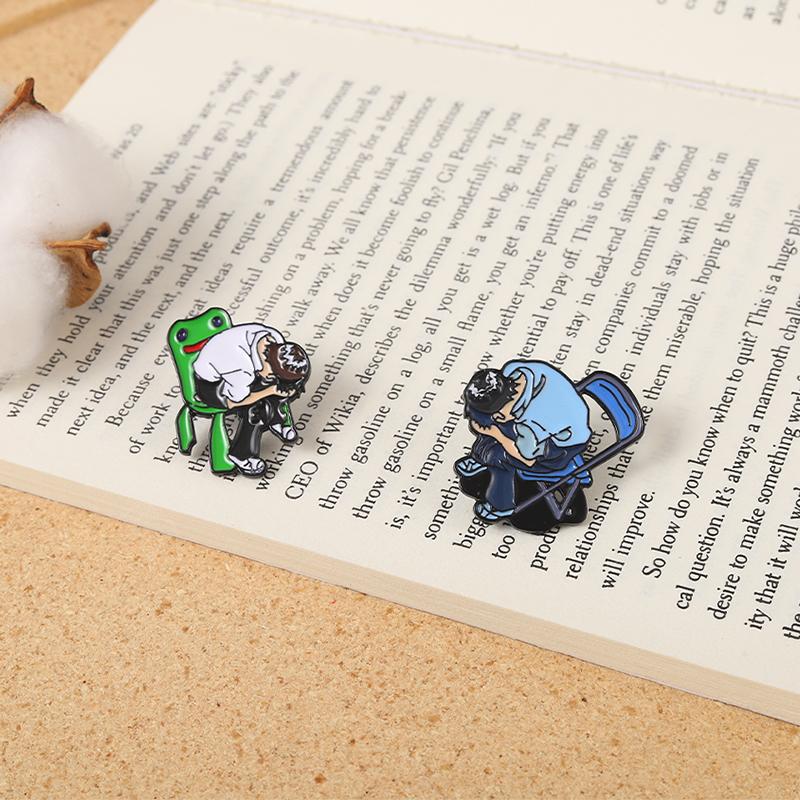 Cartoon Characters Enamel Pins Custom Anime Frog Chairs Brooches Lapel Badges Cartoon Funny Jewelry Gift for Kids Friends