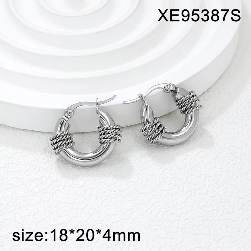 European Gold-Plated Titanium Geometric Hoop Earrings - Elegant Stainless Steel Design