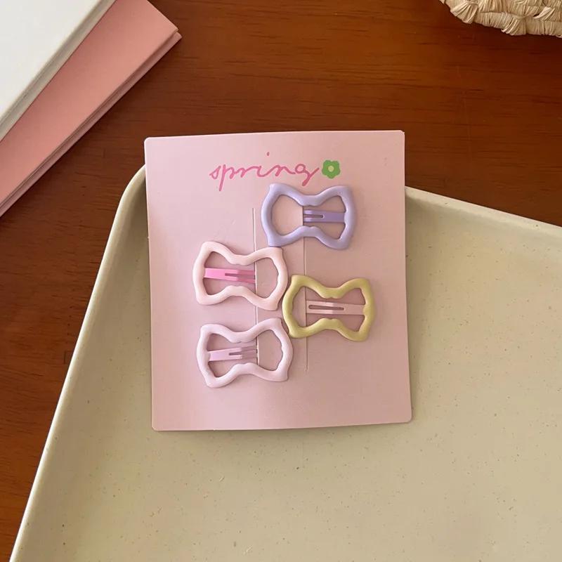 4pcs/set Cute Colorful Geometric Mini Hair Clips For Girls Sweet Hair Ornament Hairpins Barrettes Kids Lovely Hair Accessories