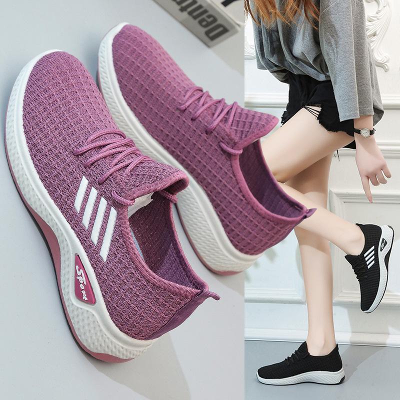 New women's shoes spring and autumn versatile breathable flying weaving women's comfortable casual shoes women's sports shoes running casual