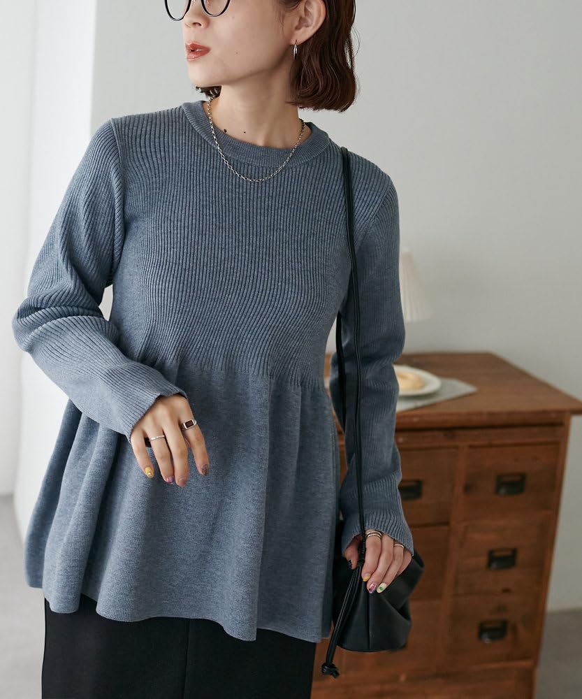 Colors Ribbed Peplum Pullover DCZ10A2105A0016 Free Size Gray [Discoat] [New Added/Revival] [WEB Exclusive]