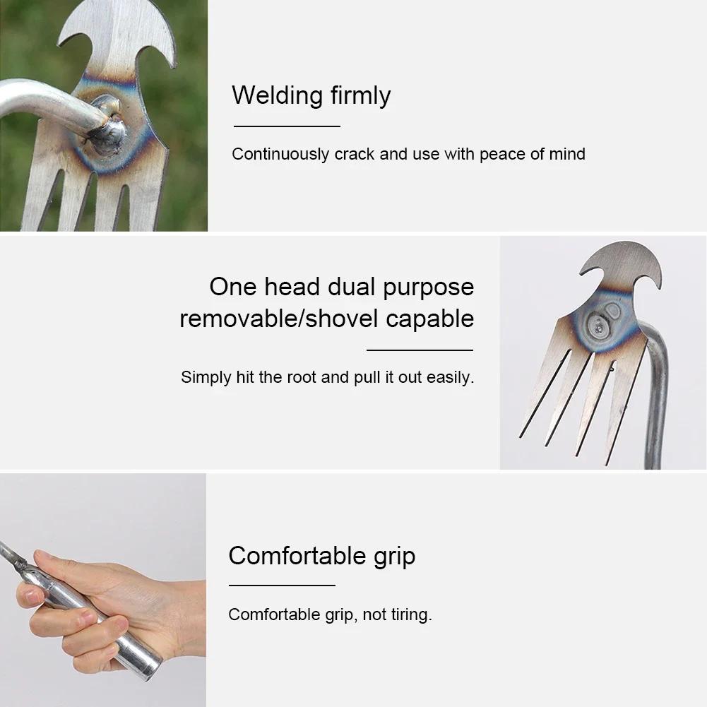 Hoe Weeding Artifact Uprooted Grass Tools Garden Hoe Rake Steel Farm Tools Small Hoe Loosen with 4 Teeth The Soil Wild Vegetable