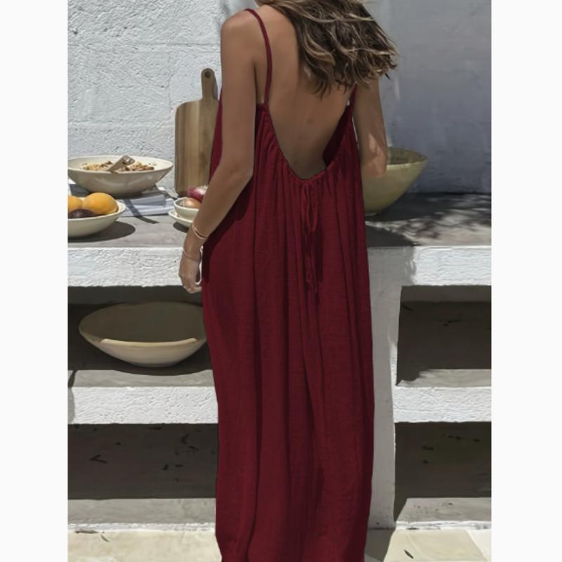 Camisole-Kleid für Damen, rückenfrei, lockerer langer Rock, Urlaubs-Zuhause-Stil