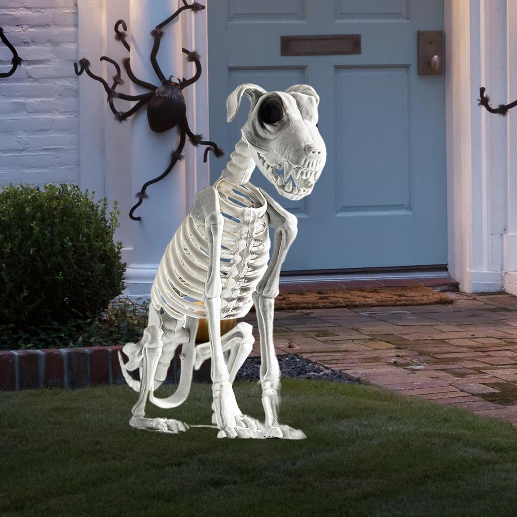 Creepy Halloween Skeleton Animals Realistic Halloween Skeleton Dog Statue Spooky Haunted House Party Decor Horror Props