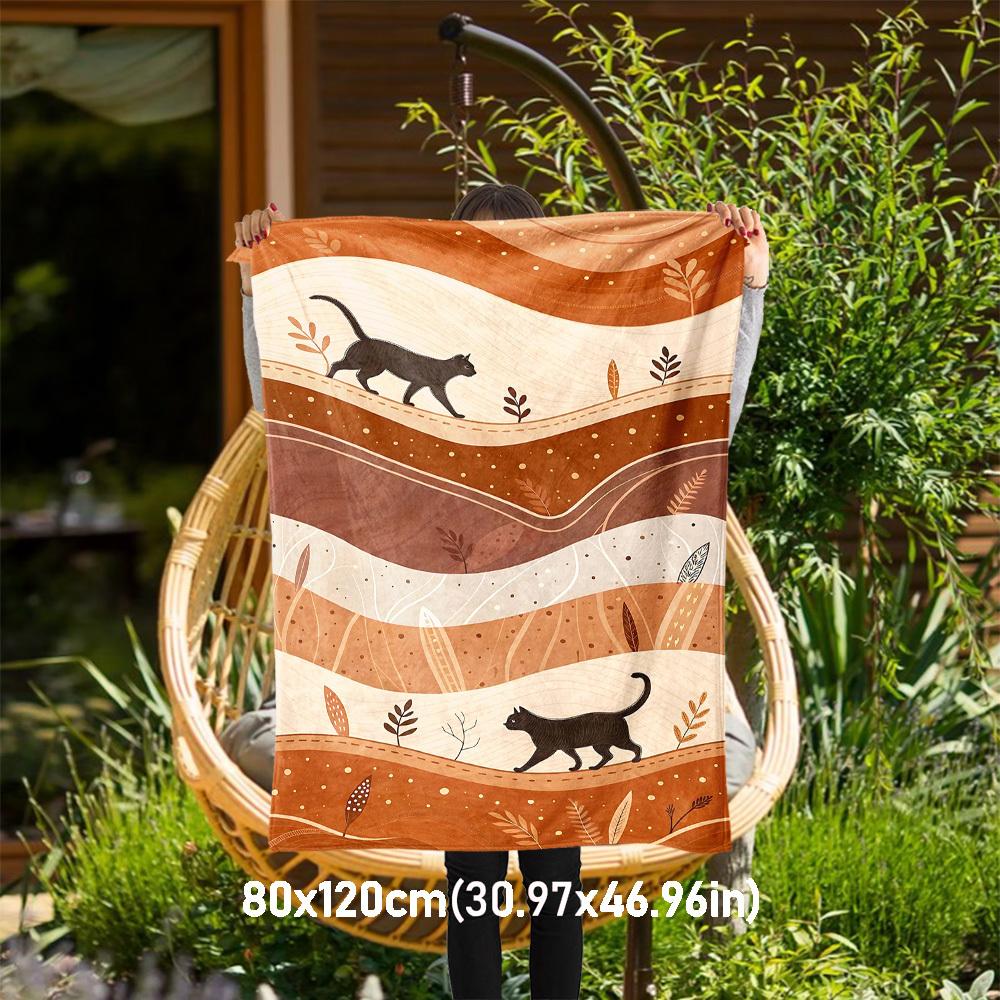 

1pc cat, landscape Outdoor Flannel Blanket Soft Warm All-Season Throw for Sofa Bed Car Camping Office, Cozy Gift Idea1161S 80x120cm(31x47inch)