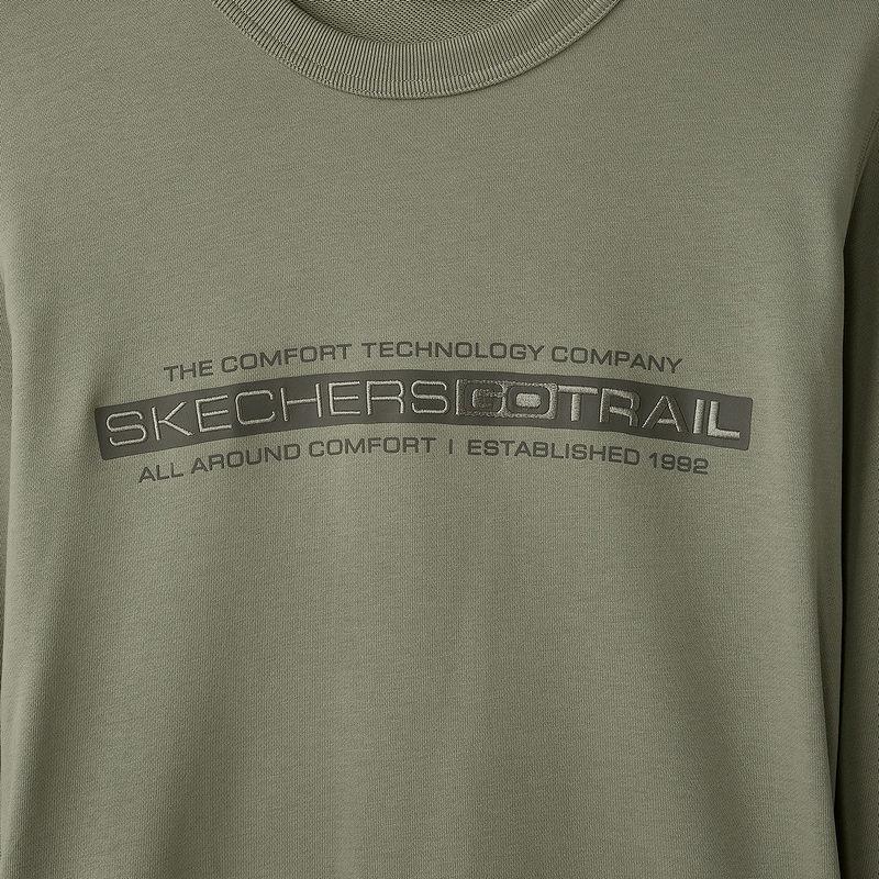 Skechers Outdoor Casual Crew Neck Pullover Sweatshirt Men Sweatshirt Laurel-Oak Gray L424M002-04AU