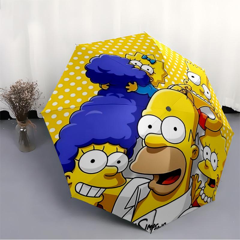 1pc Simpsons Family Automatic Open/close Folding Umbrella, Compact Portable Travel Umbrella, Perfect Gift for FriendsCute Umbrella Yy250812020