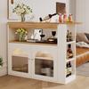 Standing Dining Table Spacious Desktop Coffee with 2 Doors Open Shelves Large Home Extendable Bare Capacity Strong Load-bearing Furniture Modern