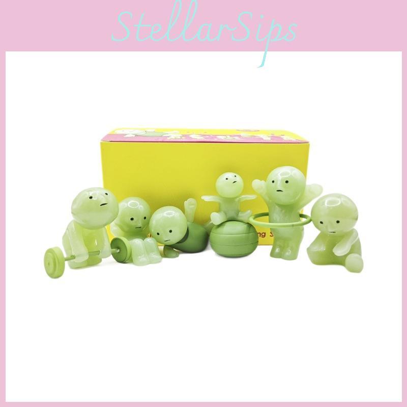 Luminous Smiski 6pcs Action Figure Model Cartoon Elf Decorations Gifts Kids