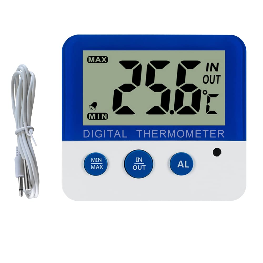Gellvann Digital FreezerRefrigerator Thermometer with Magnet Standard Digital Freezer Thermometer with LED Alarm IndicatorMemory Freezer Thermometer