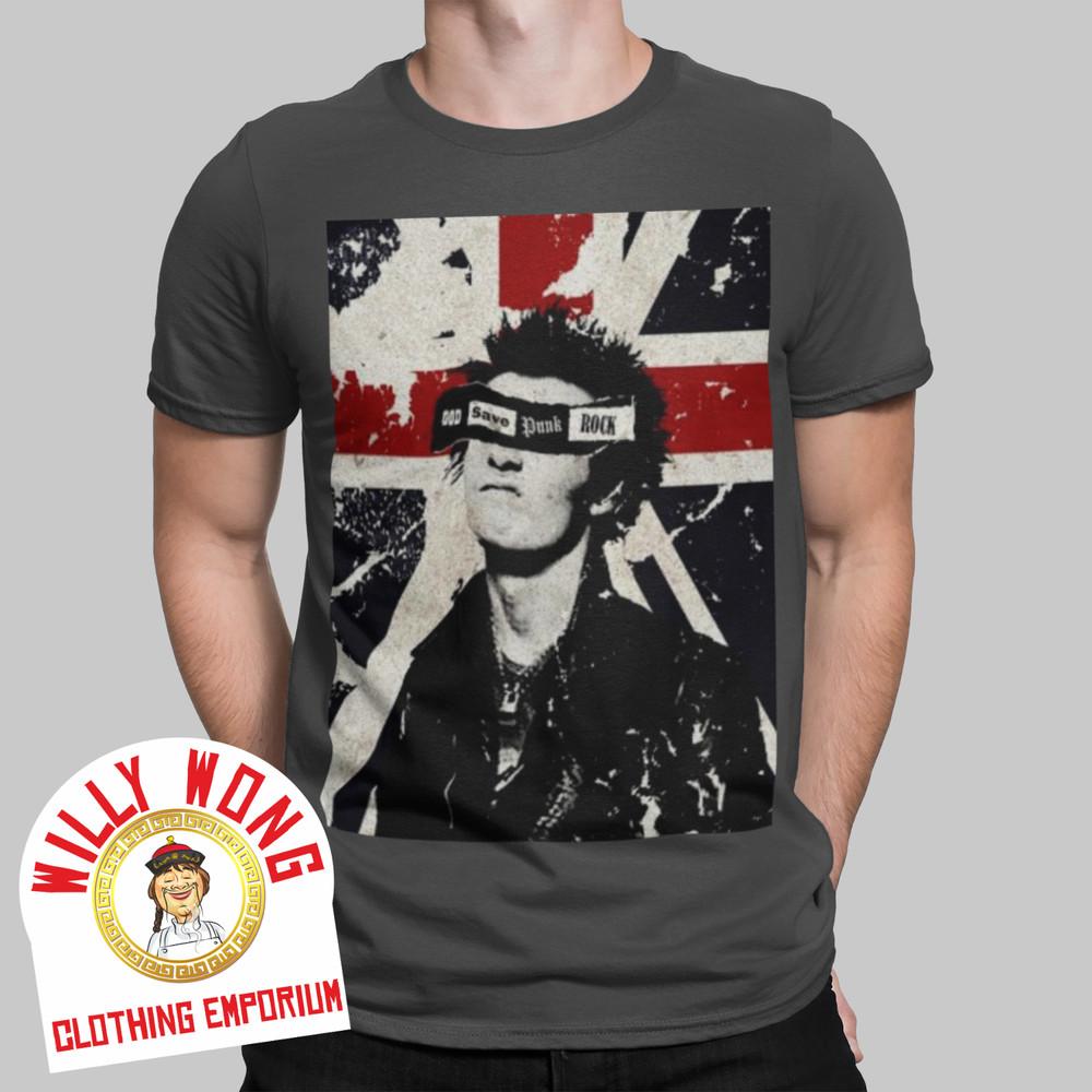

God Save Punk Rock T-Shirt Union Jack Tee Retro Pistols London 70s 80s Anarchy Unisex T-Shirt S