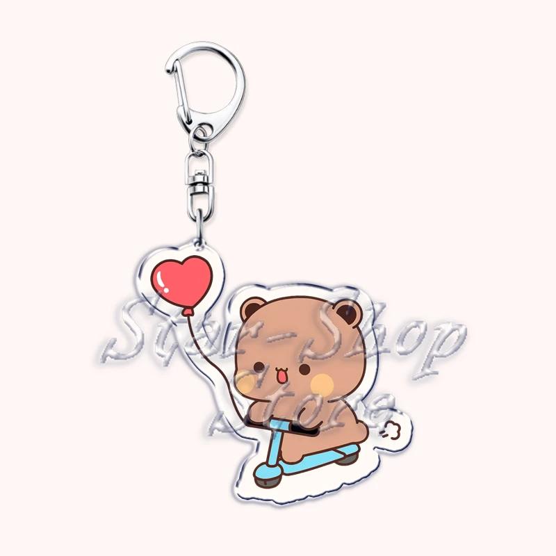 Lovely Bubu Eat Dudu Keychains Love Couple Grey Bear Panda Yier Keyring for Accessories Bag Key Chain Jewelry Fans Lover Gifts