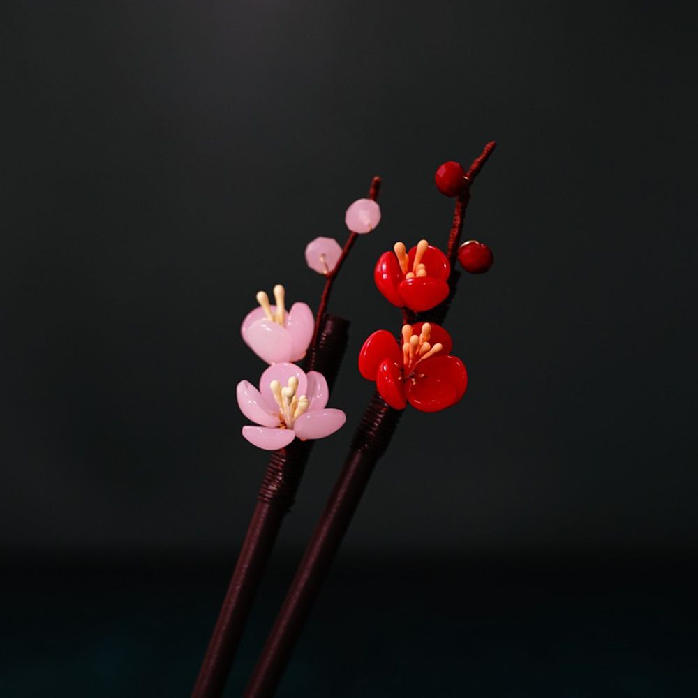 1 Pc Chinese Hair Clips Glass Handmade Hairpin Hair Fork Wooden Hair Sticks