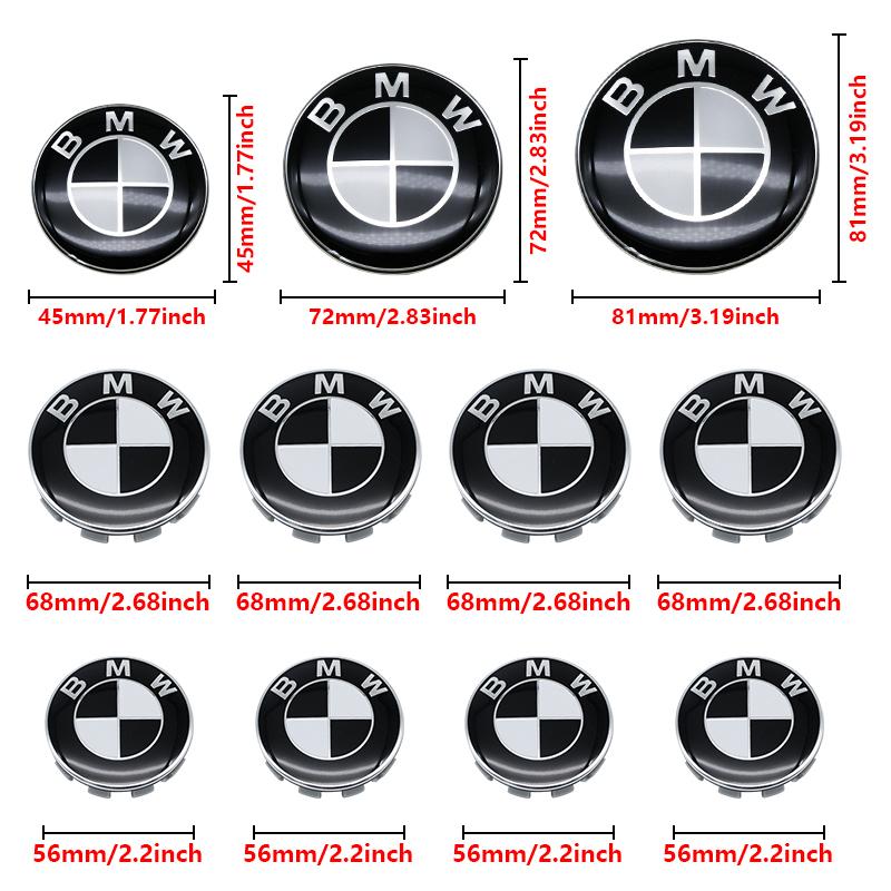 Universal Base Black White Badge Set for BMW 7Pcs 68mm 56mm 82mm 74mm Hood Trunk Wheel Steering Logo 7Pcs 2-Pin 3-Pin Clips Kit