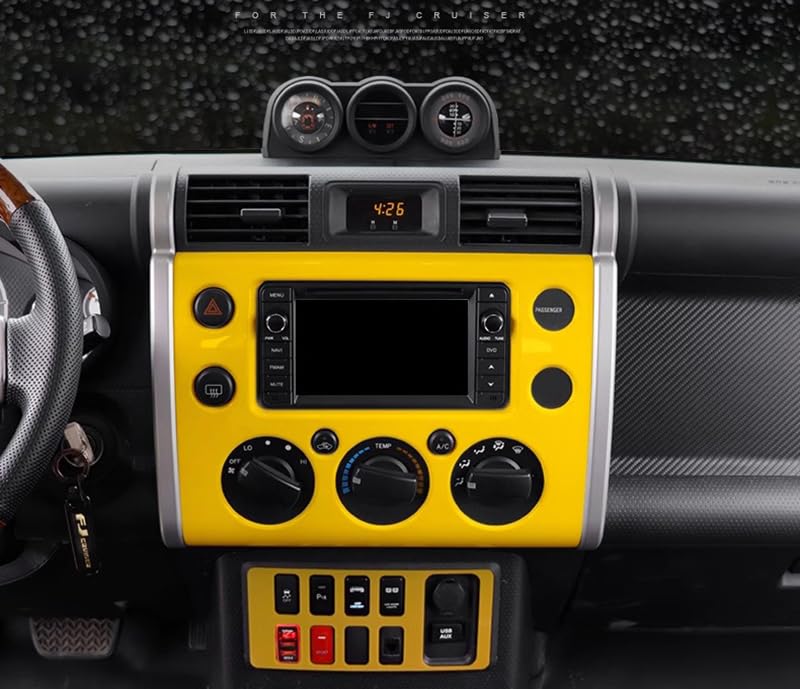 Yellow Car Console Air Conditioner Switch Panel Trim Cover Sticker for Center Console Auxiliary