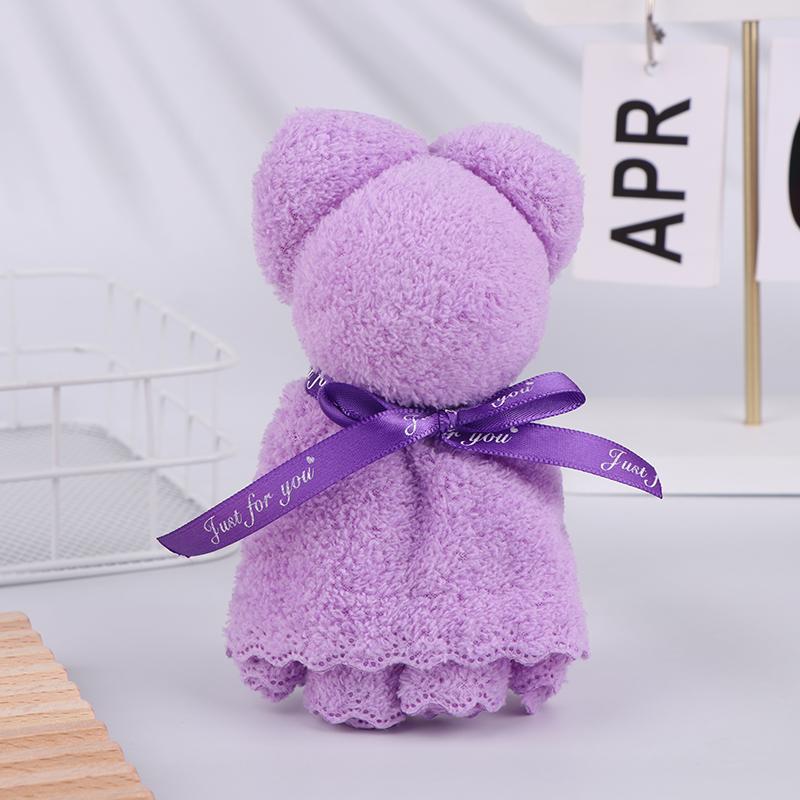 

Полотенце в виде медведя из кораллового флиса, свадебные сувениры для гостей, сувенир на крестины фиолетовый