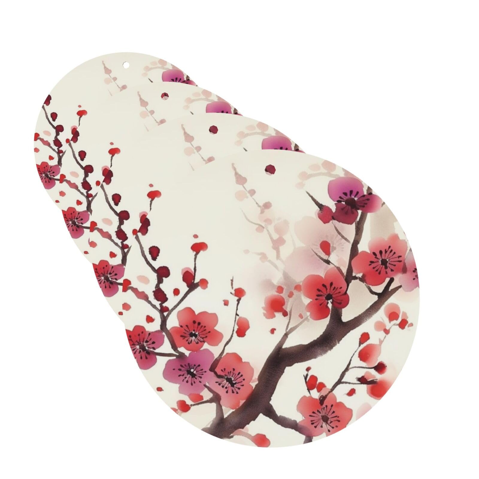 4 Japanese Spring Plum Blossom Car Air Freshener Cards, Hanging Lavender