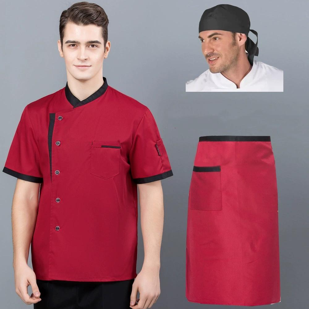 

Chef s Uniform Kit Men s Button-Front Cook Shirt with Kitchen Cooking Chef Cap S червоний