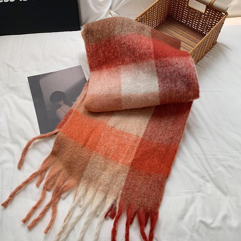 Knitted scarf Thickened warm scarf Women's winter high-end warm scarf Scarf Shawl