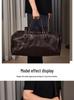 Men's Genuine Leather Multi-Functional Travel and Gym Bag - Large Capacity Cowhide Luggage Bag
