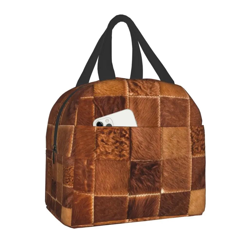 Animal Cowhide Texture Cow Print Lunch Bag for School Office Picnic Leakproof Insulated Cooler Thermal Lunch Box Women Children