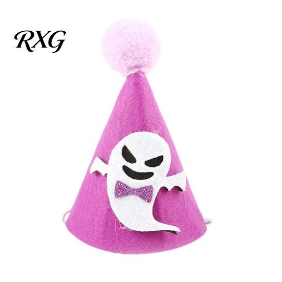 Ghost Pet Costume Halloween Pointed Hat, Cute Witch Pumpkin Cat Pom-pom Lightweight Hat for Cats And Small Dogs Holiday Party Accessory