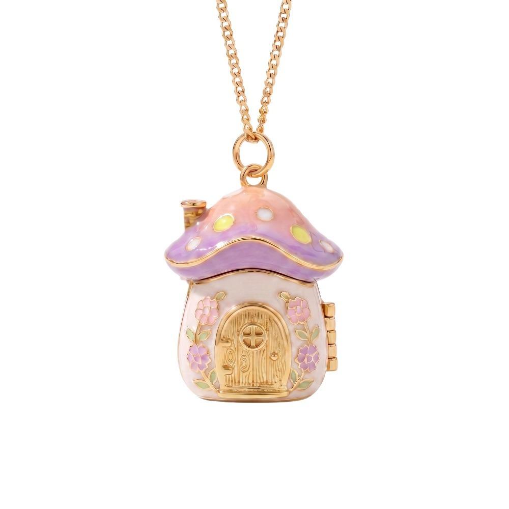 Openable Lid Photo Box Locket Macaron Gradient Fairy Pendant Sweet Mushroom Necklace Daily