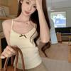 Spicy Lace Bow Cami: Backless Vest with Chest Pads, Seamless Outerwear Short Top