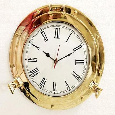 Brass Ship Porthole Analog Clock Nautical Wall Clock Home Decor 12 Inch